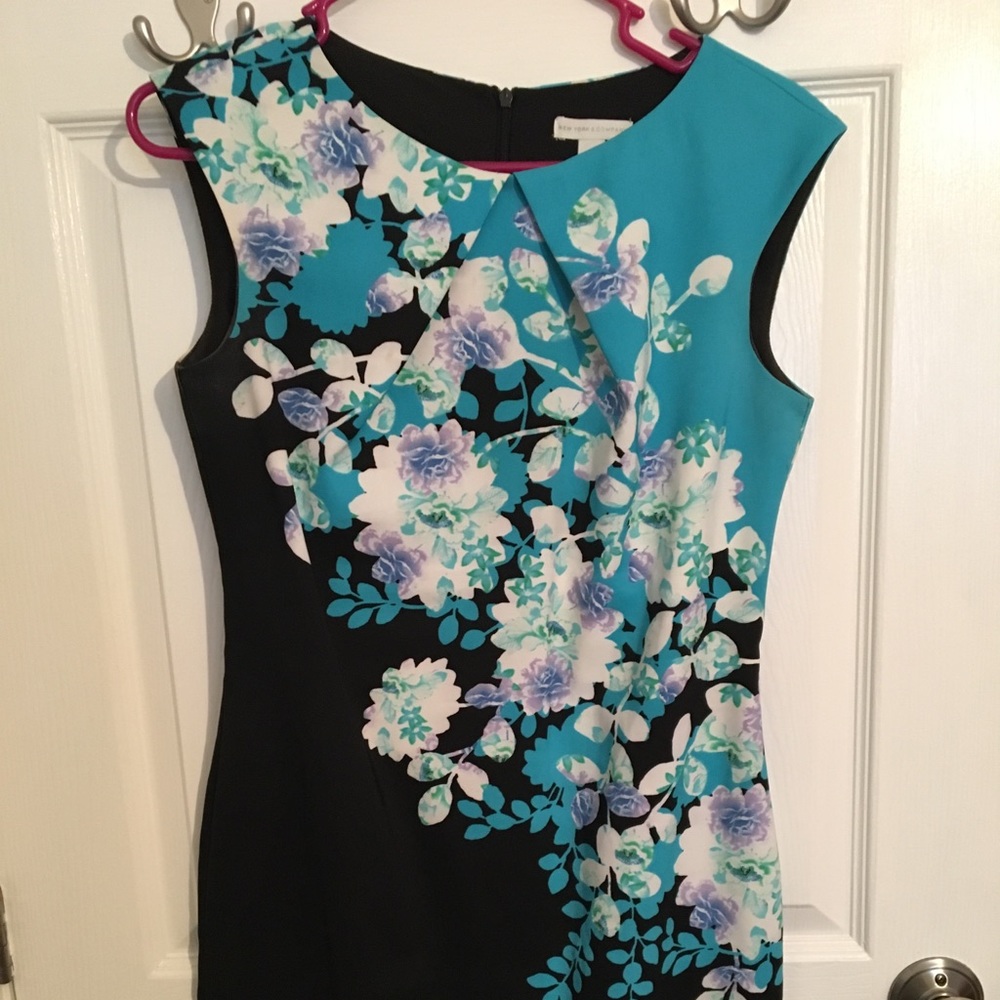 Black and blue floral work dress - Size 4